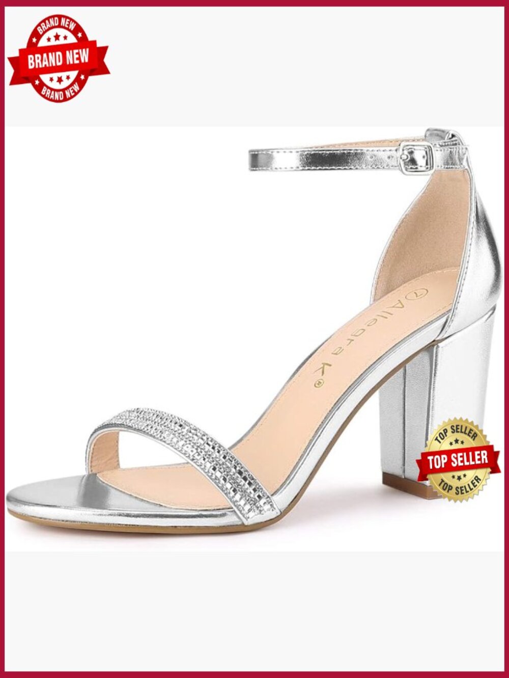 Rhinestone Ankle Strap Chunky Heel Sandals - Women's Block Heel Platform